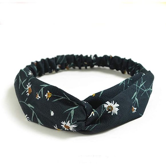 3 Boho Headbands Vintage Flower Printed  Criss Cross Elastic Head Wrap - Picture 4 of 10